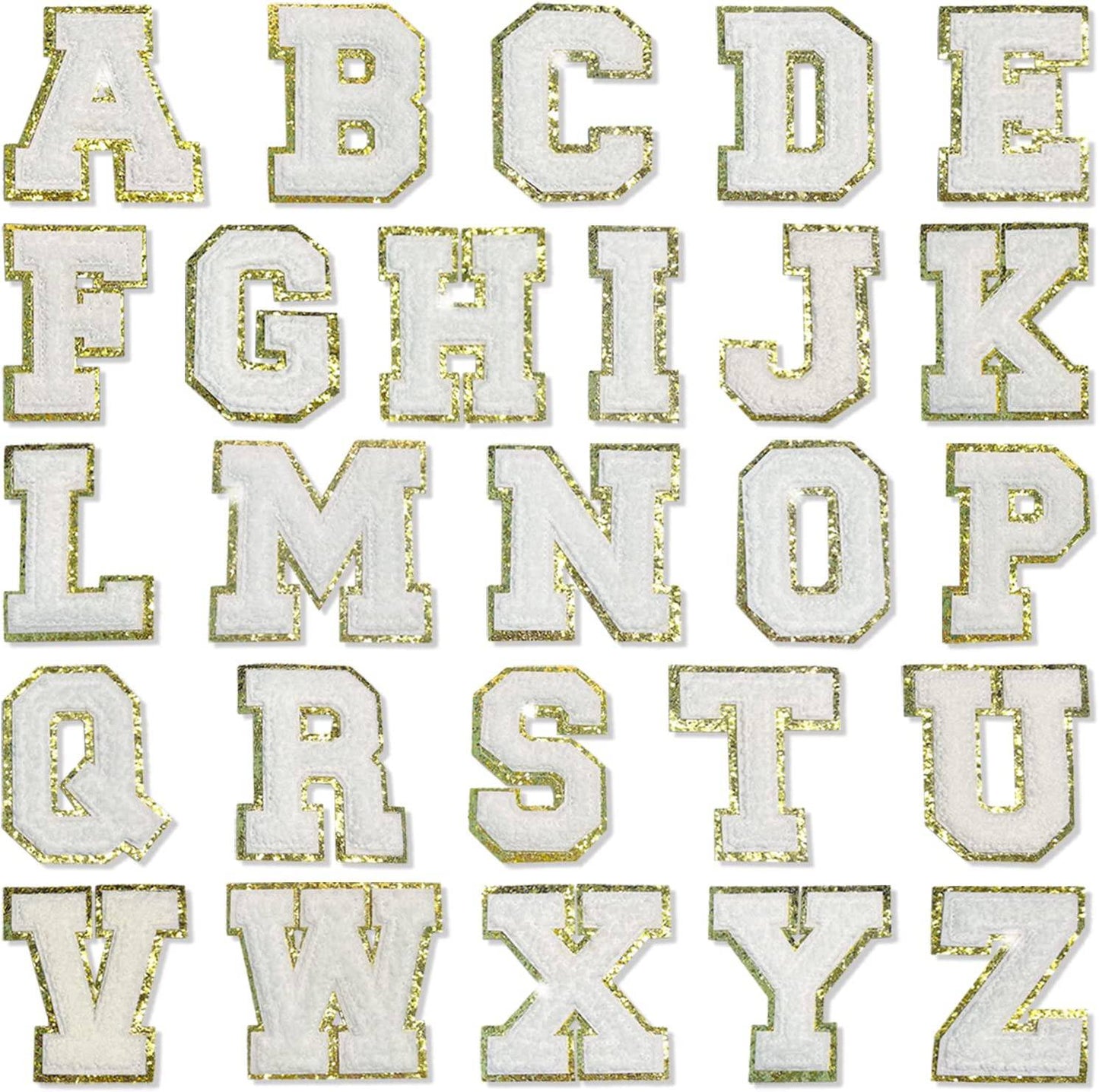 White Self Adhesive Chenille Letters Patches - White / B