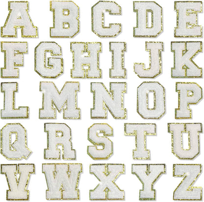 White Self Adhesive Chenille Letters Patches - White / B