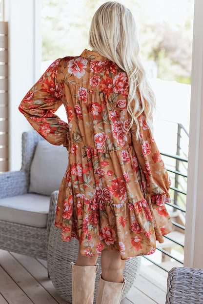 Threaded Pear Maddie Ruffle Mini Dress Long Sleeve Top