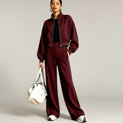 Women's Color-Block Ribbed Turtleneck Two-Piece Set