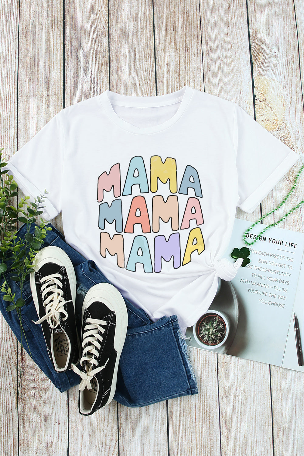 Threaded Pear MAMA Crew Neck Casual T Shirt