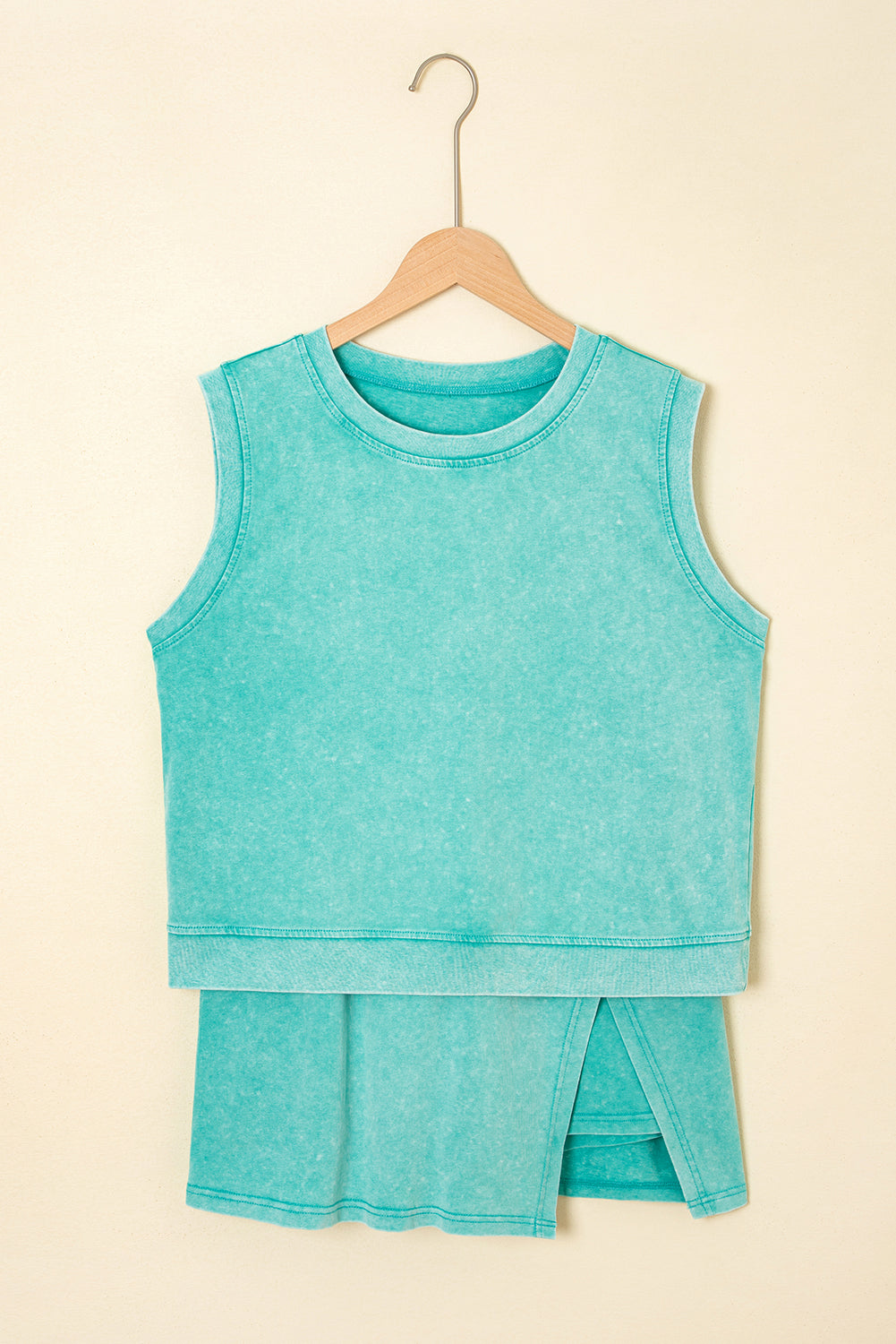 Threaded Pear Aria 2 Pieces Mineral Wash Cotton Tank Top Lined Split Skirt Set
