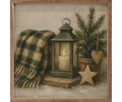 Kendrick Home Holiday Plaid Lantern
