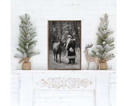 Kendrick Home Santa And Reindeer BW