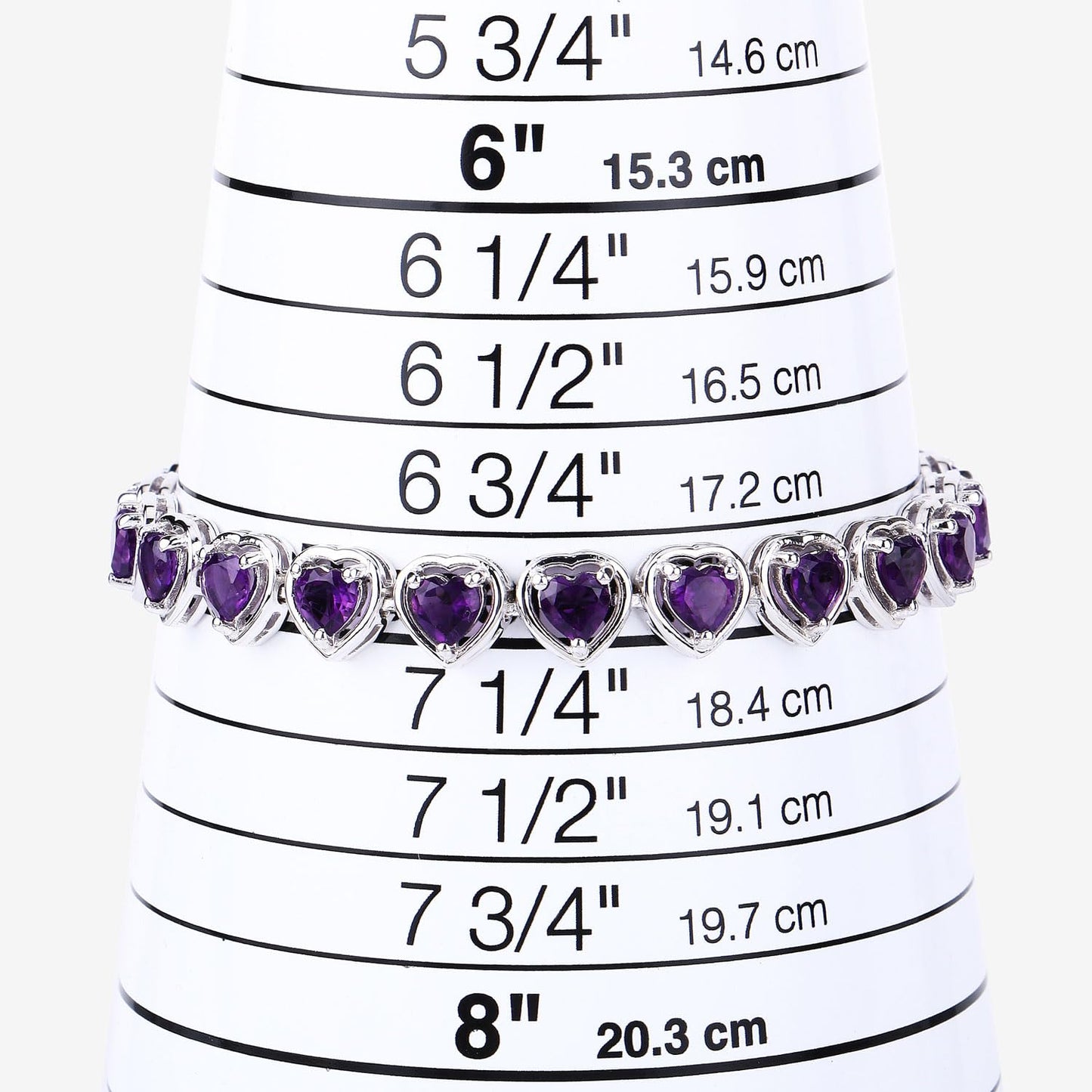 9.03 Ct Heart Purple Amethyst Prong Sterling Silver Tennis Bracelet