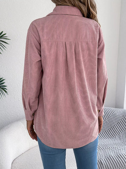 Casual Corduroy Button-Up Shacket