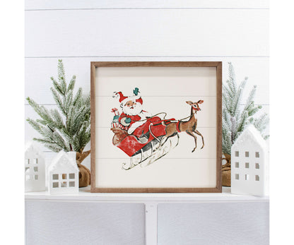Kendrick Home Santa And Reindeer Retro