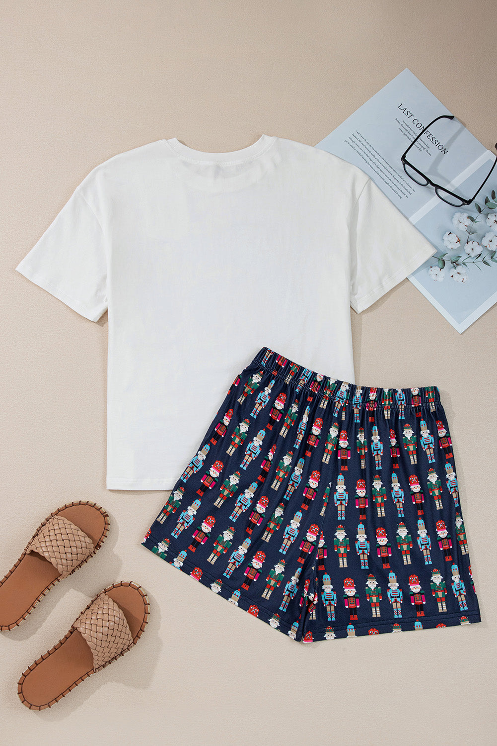 Threaded Pear Sylvia Claus Plaid Letter Tee