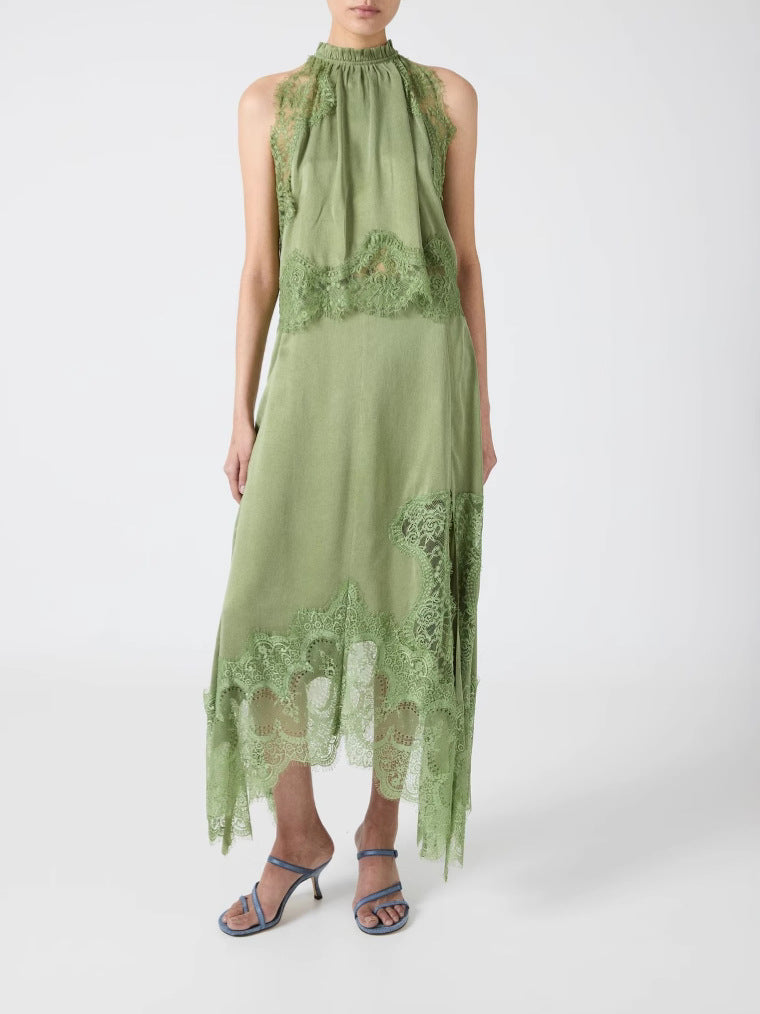 V-Neck Waist Trimming Ruffles Elegant Dress