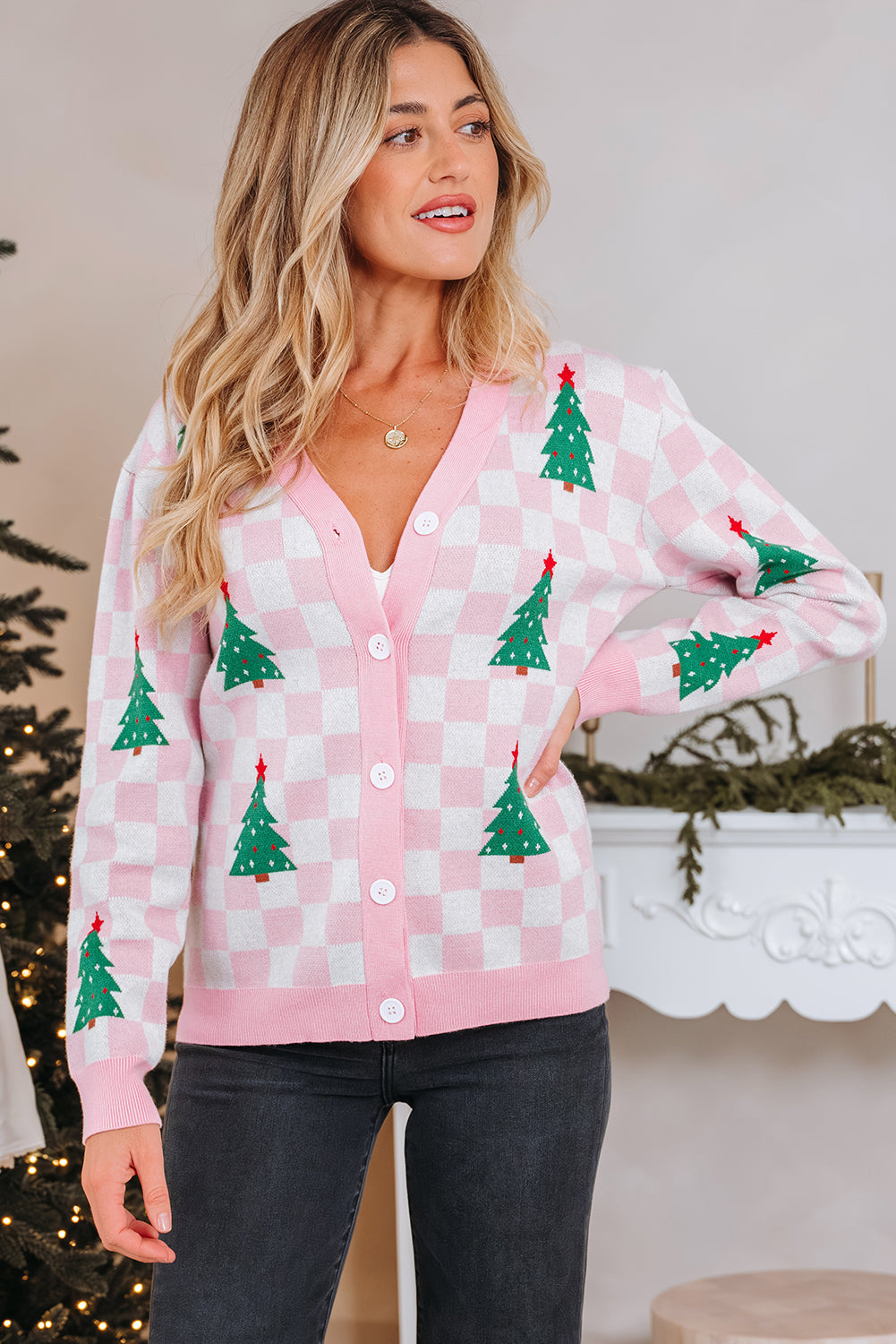 Threaded Pear Ella Tree Pattern Cardigan Sweater