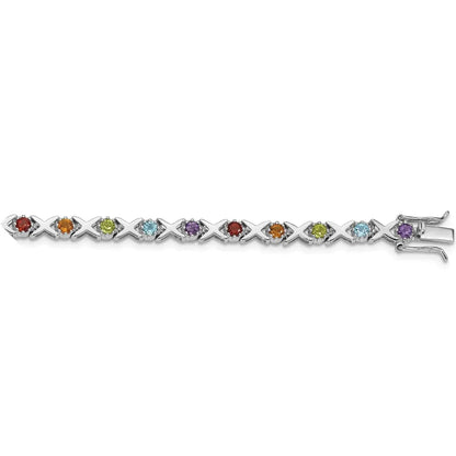 Natural Multi Stone Bracelet Sterling Silver