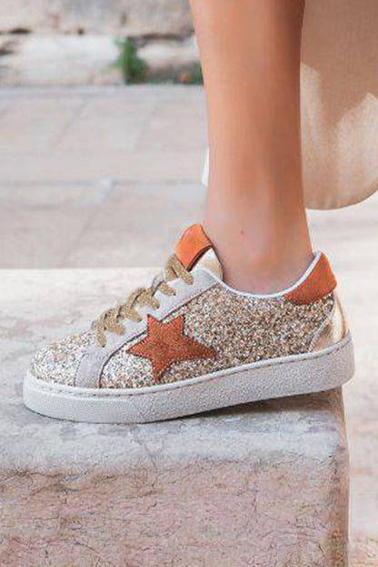 Threaded Pear Armani Sequined Lace Up Sneakers