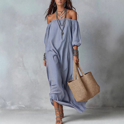 loose fit dress Needlecord grandad collar CORA OffOn Perfect for romantic evenings or casual outings. JNBY Graphic-print Short-sleeved Shirt Dress
