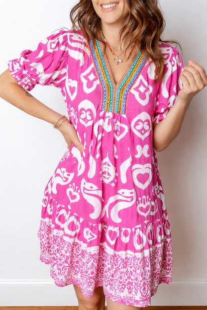 Threaded Pear Alaia Short Sleeve Flared Dress