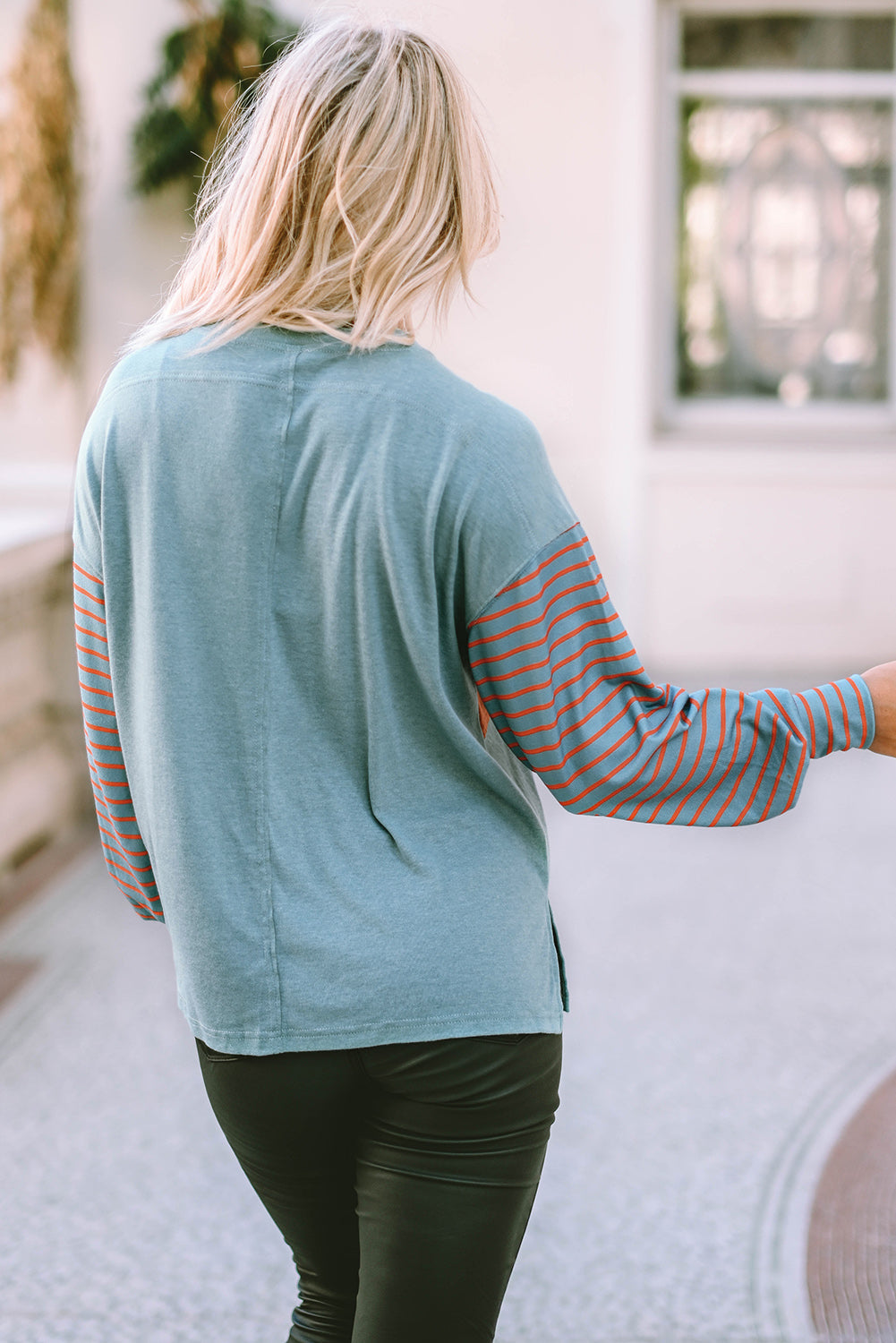 Threaded Pear Emma Striped Bishop Sleeve Top