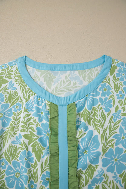 Threaded Pear Waverly Trim Half Sleeve Blouse