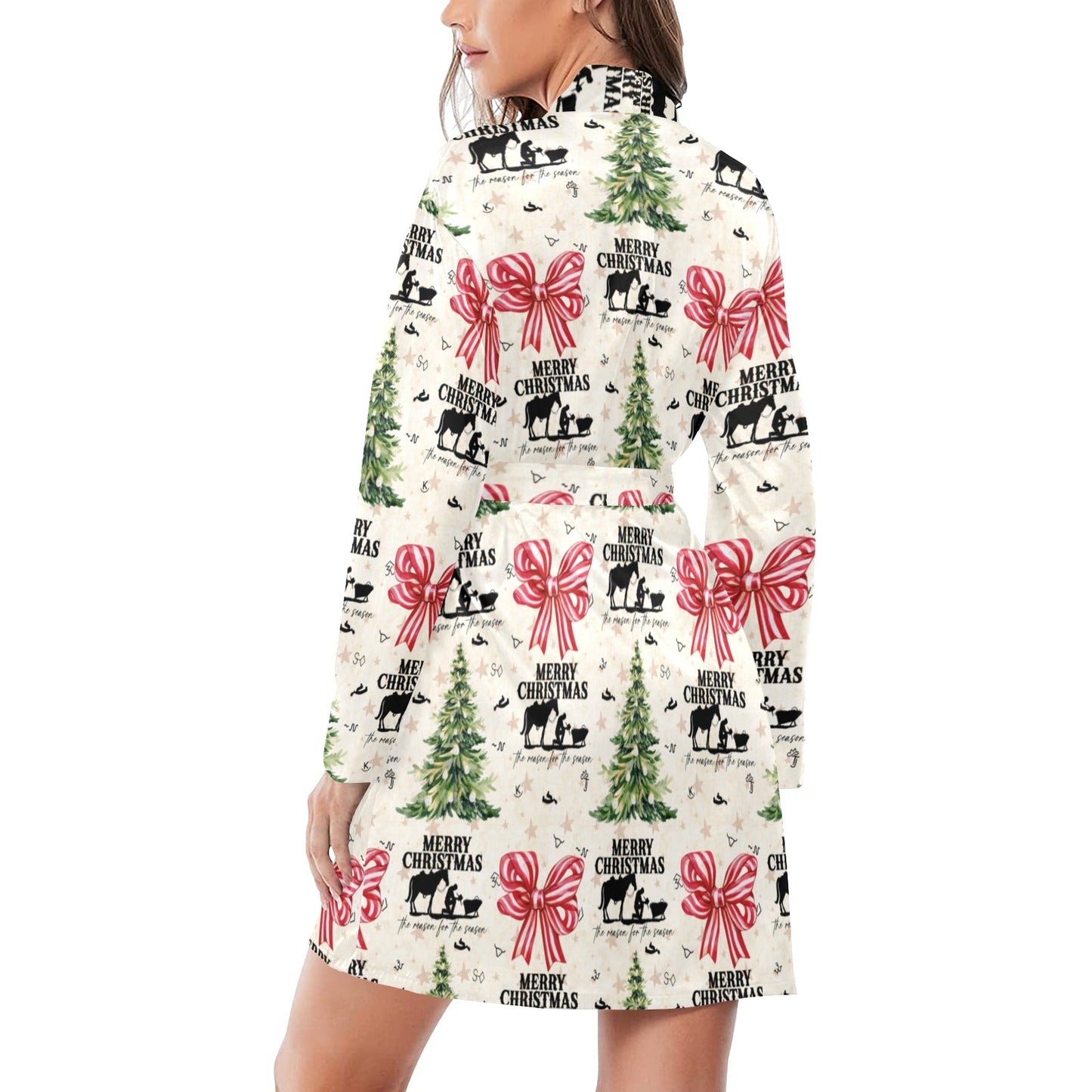 Baha Ranch Praying Cowboy Christmas Western Cowgirl Satin Robe