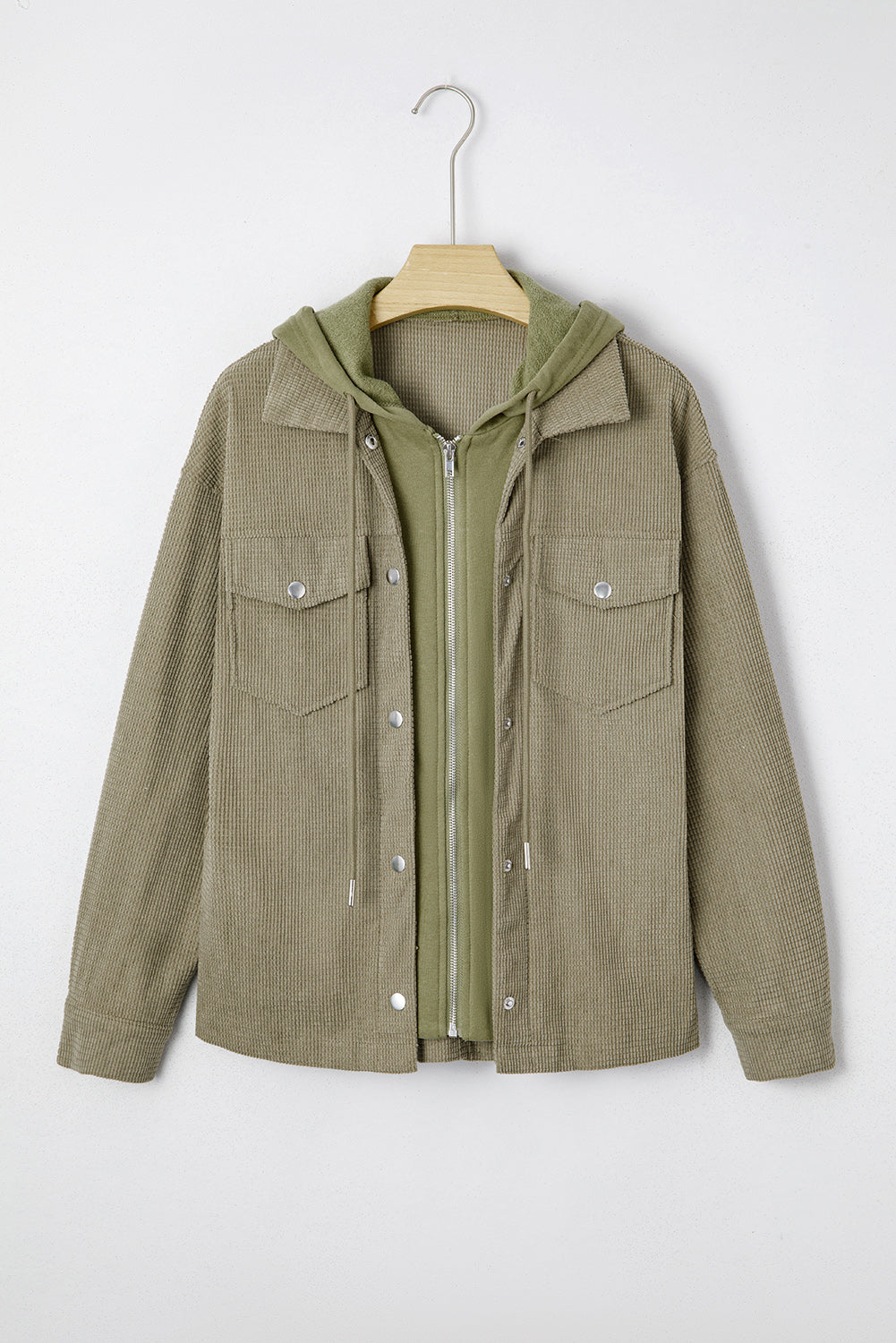 Threaded Pear Undine Knit Textured Hooded Jacket