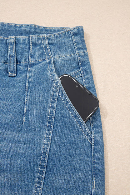 Threaded Pear Hana Wash Cuffed Barrel Jeans