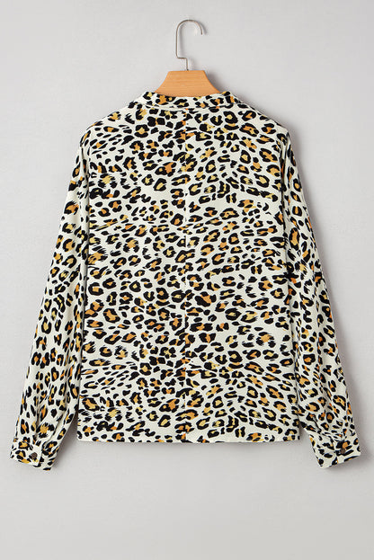 Threaded Pear Laurel Leopard V Neck Blouse