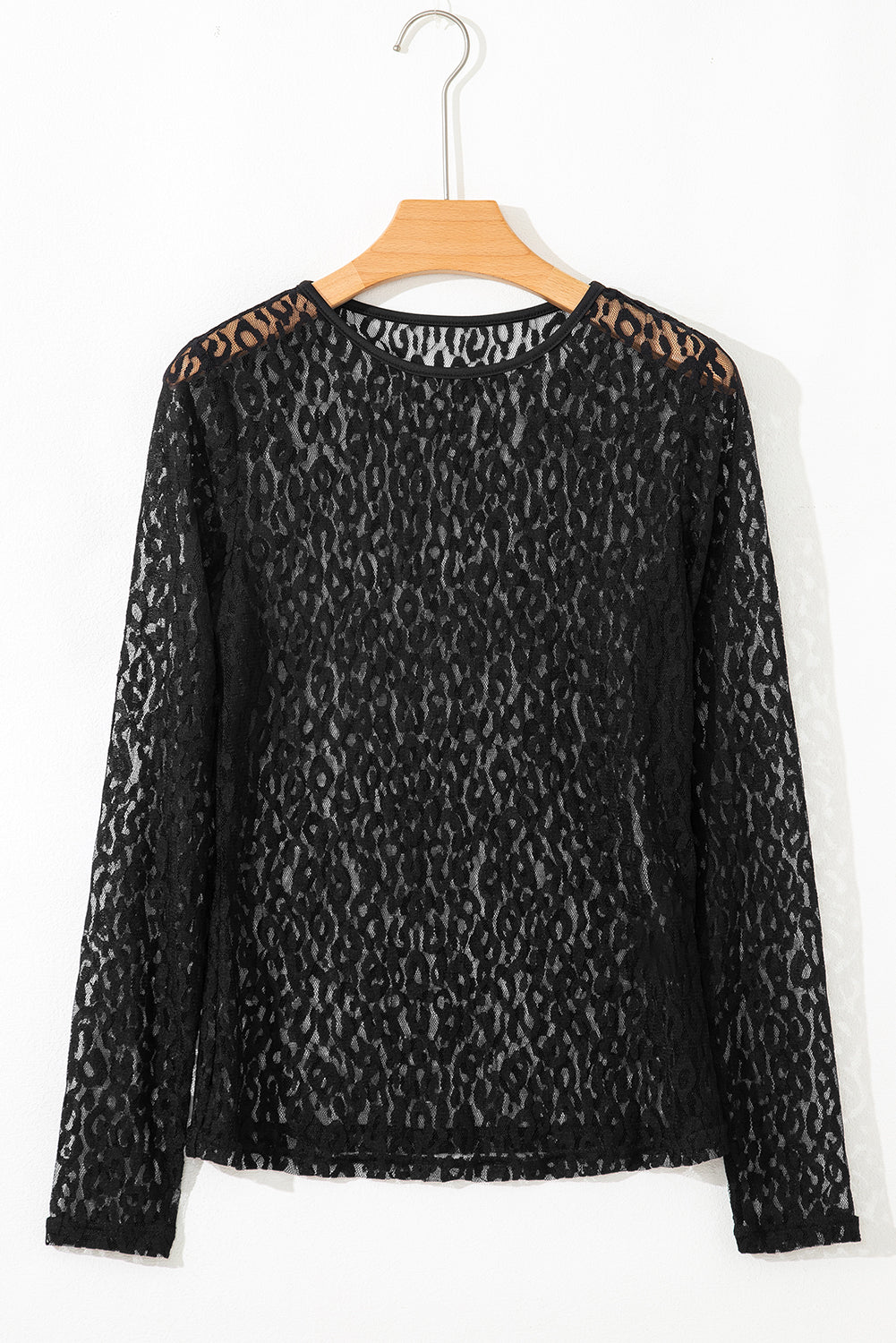 Threaded Pear Denver Pattern Sheer Mesh Long Sleeve Top