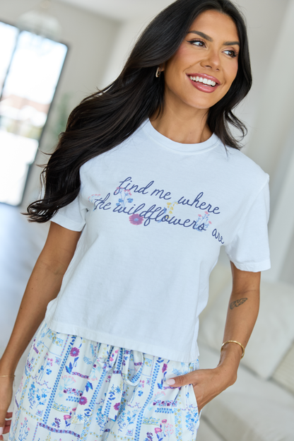 Wildflowers White Boxy Graphic Tee