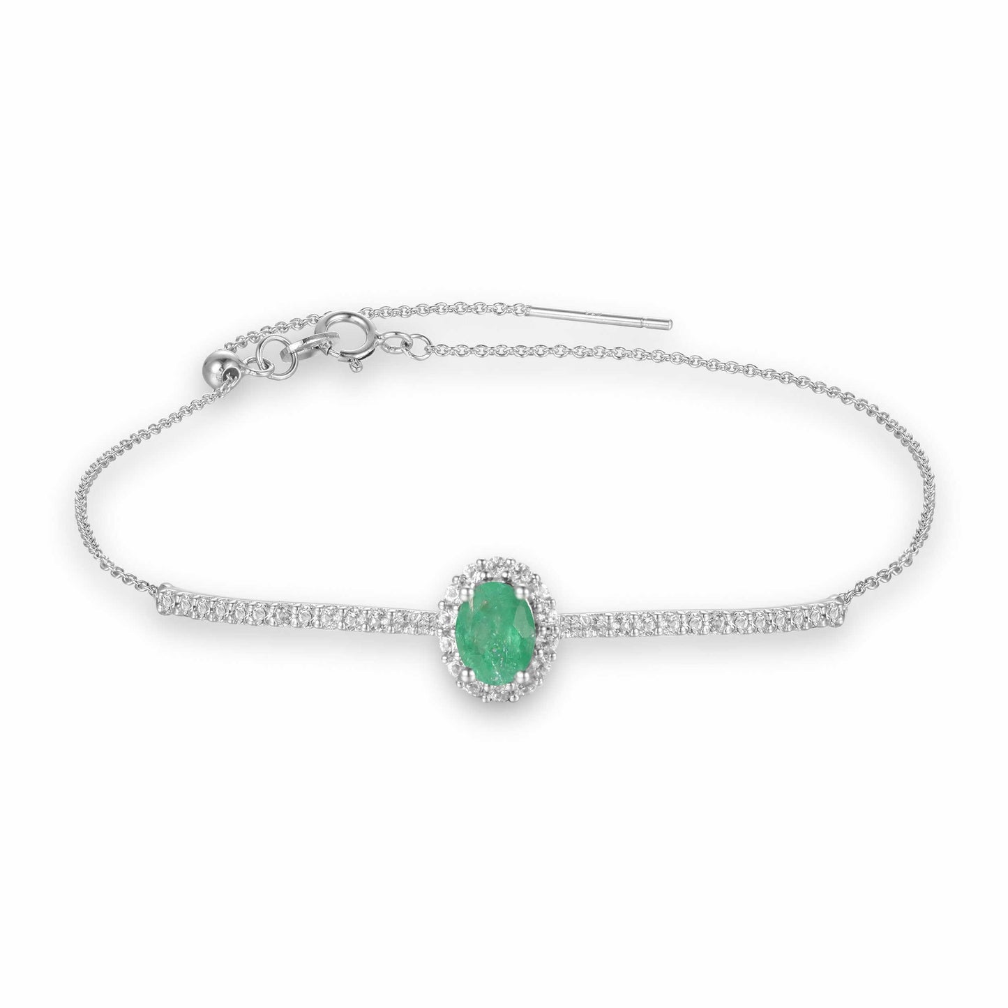 Emerald Tennis Halo Bracelet