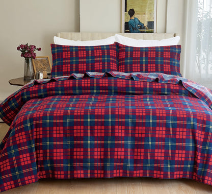 Elegant Comfort Flannel Plaid - 100% Turkish Cotton Flannel, 4-Piece Flannel Sheet Set