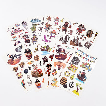 Cartoon Pirate Tattoos for Kids – 10 Waterproof Tattoo Sheets