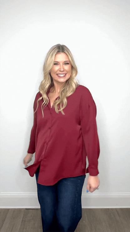 The Kathryn Button-Up, Maroon
