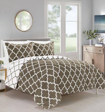 Elegant Comfort 3-Piece Moroccan Trellis Reversible Comforter Set