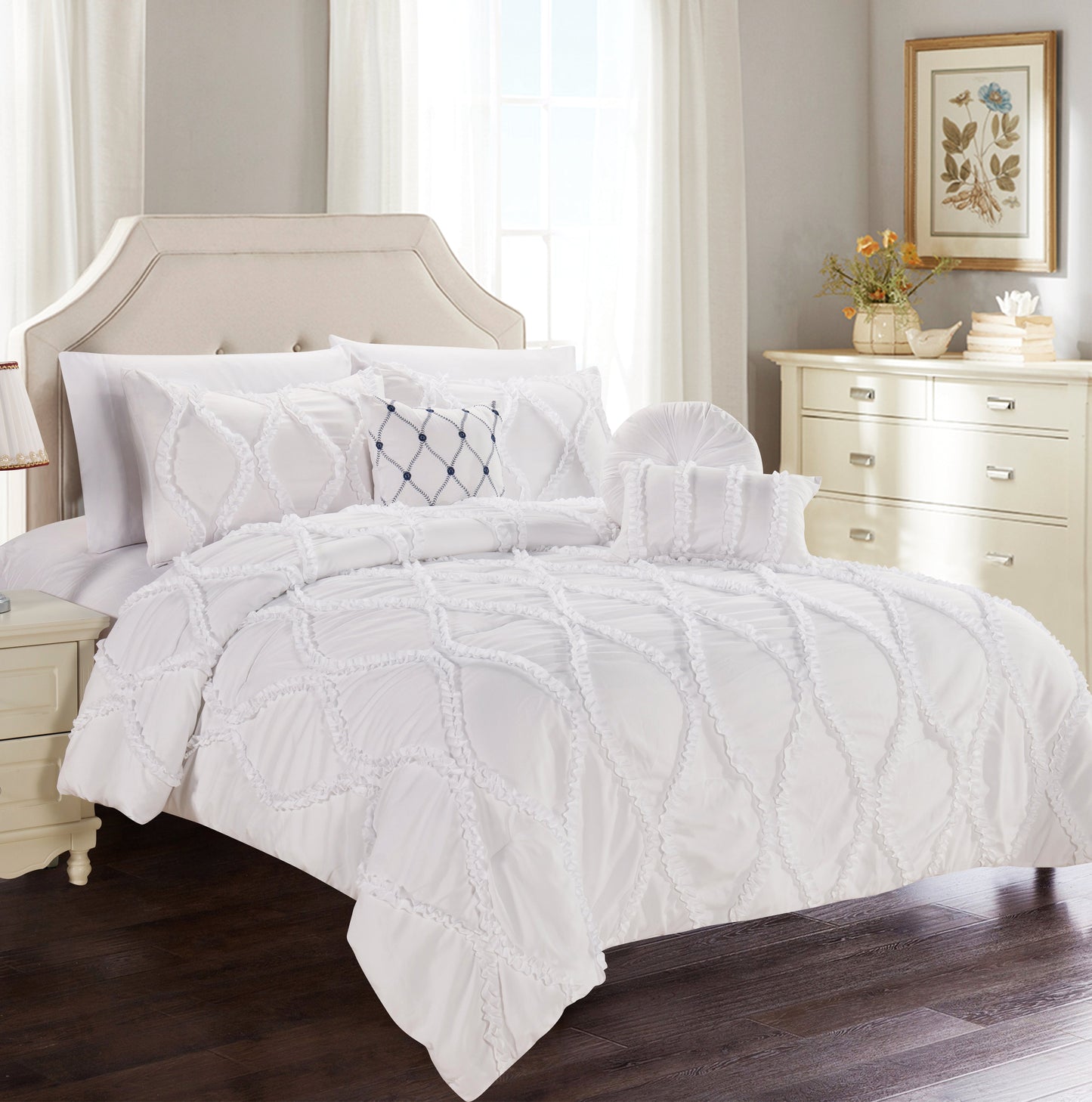 Mocassi 10-Piece Infinity Comforter  Bed-in-a-Bag Includes Bed Sheet Set with Double Sided Storage Pockets and Decorative Pillows