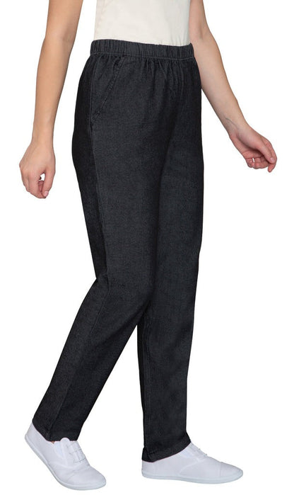 Women's Elastic Waist Pull On Jeans in Denim & Twill - Soft & Lightweight with a bit Stretch