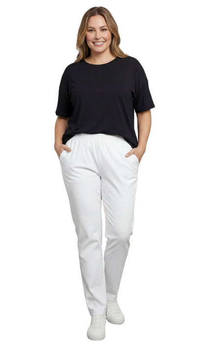 Women's Elastic Waist Pull On Jeans in Denim & Twill - Soft & Lightweight with a bit Stretch