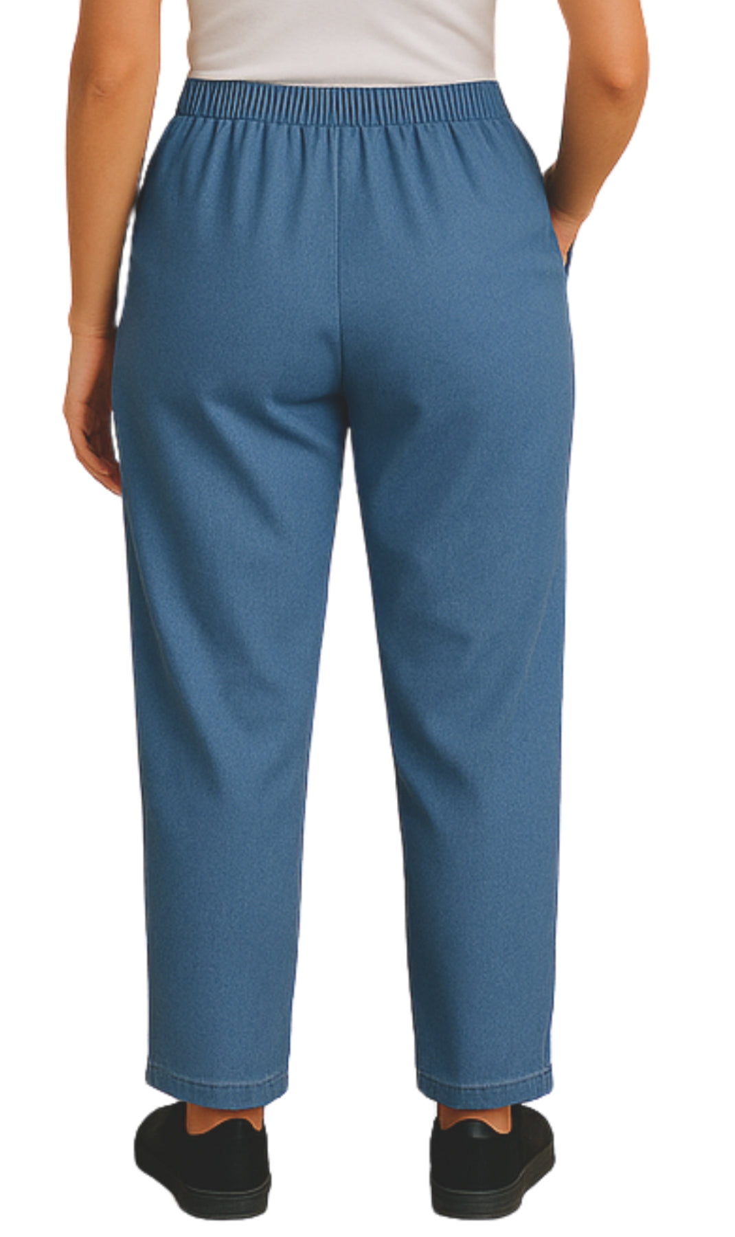Women's Elastic Waist Pull On Jeans in Denim & Twill - Soft & Lightweight with a bit Stretch