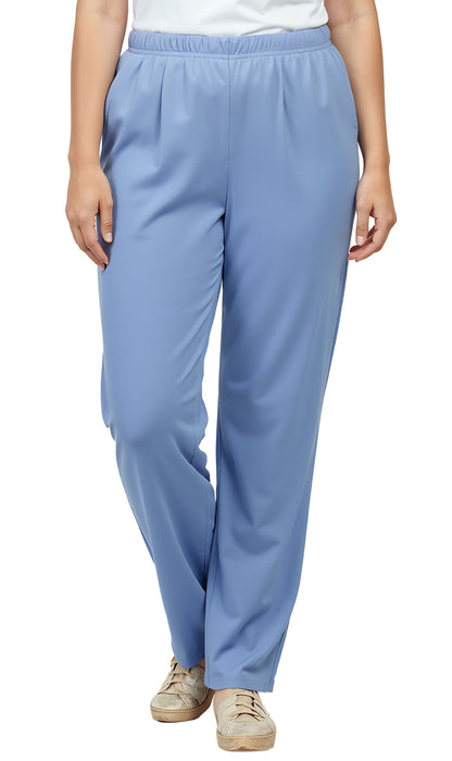 Women's Knit Pull on Pants - Cotton Blend with Flat Front waistband
