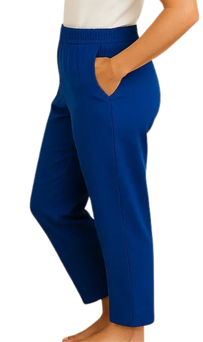 Women's Knit Pull on Pants - Cotton Blend with Flat Front waistband