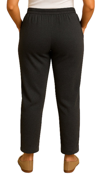 Women's Knit Pull on Pants - Cotton Blend with Flat Front waistband