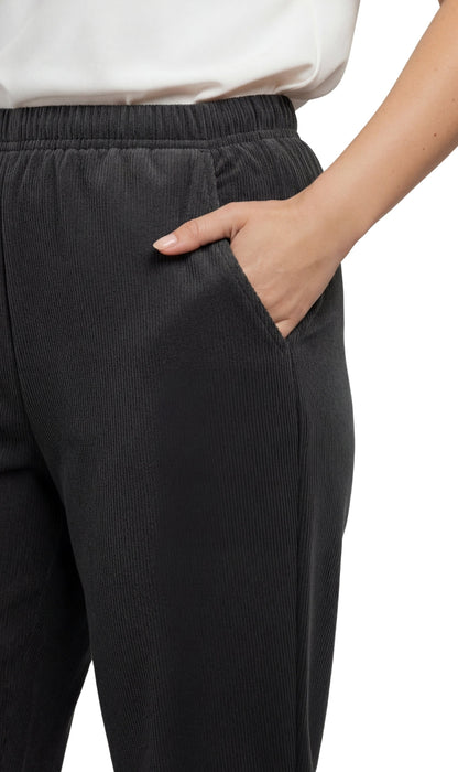 Womens Pull On Fine Wale Corduroy Pants with soft-covered elastic waist