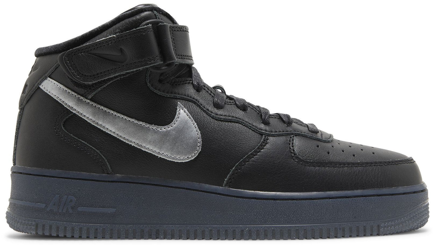 Nike Men's Air Force 1 Mid Prm 'Black Metallic Silver' Sneakers