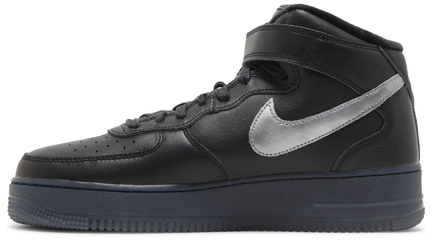 Nike Men's Air Force 1 Mid Prm 'Black Metallic Silver' Sneakers