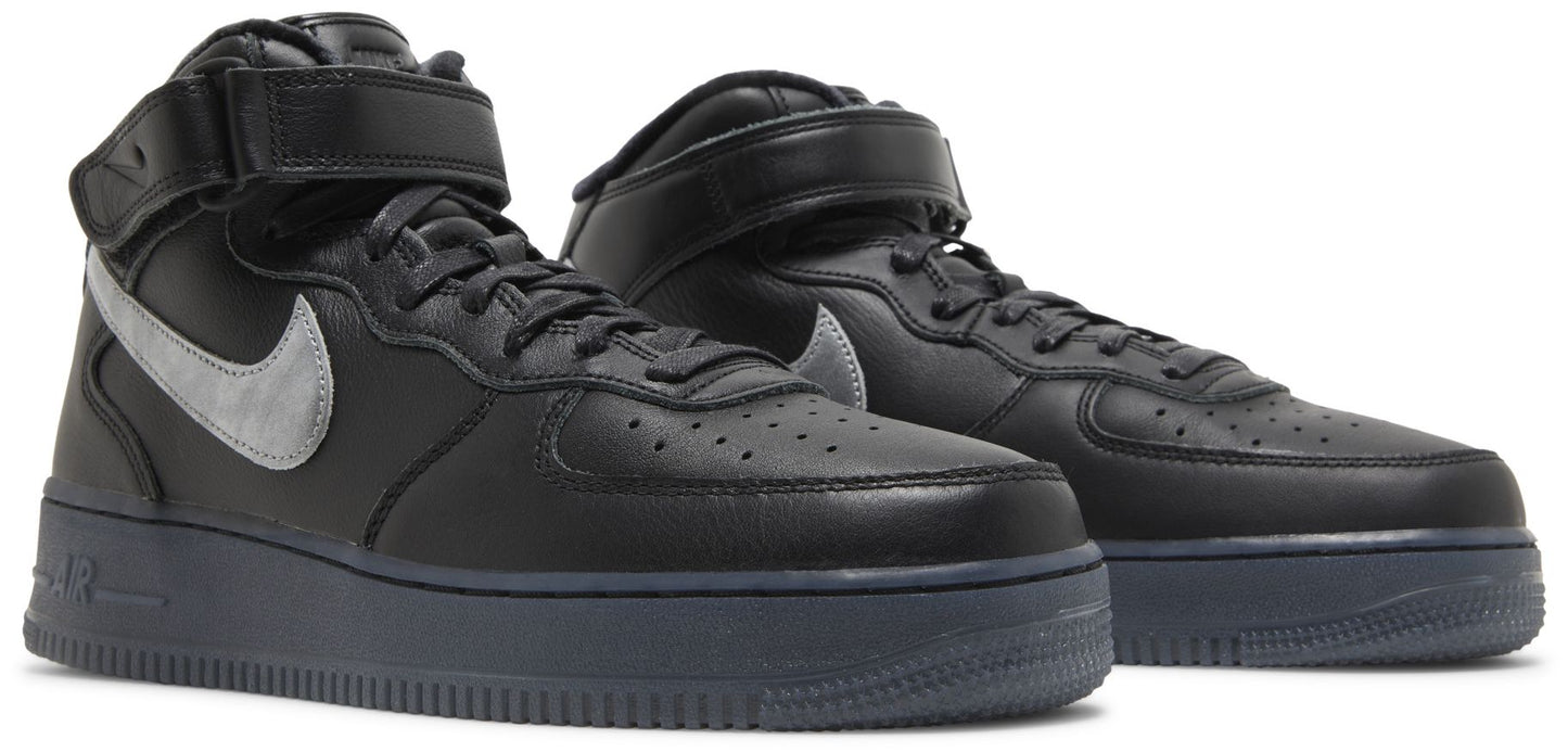 Nike Men's Air Force 1 Mid Prm 'Black Metallic Silver' Sneakers