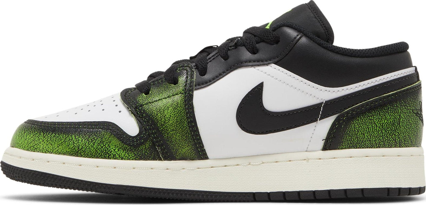 Grade School Air Jordan Retro 1 Low 'Wear Away Electric Green (Gs)'