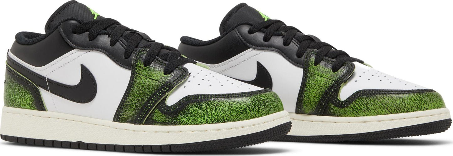 Grade School Air Jordan Retro 1 Low 'Wear Away Electric Green (Gs)'