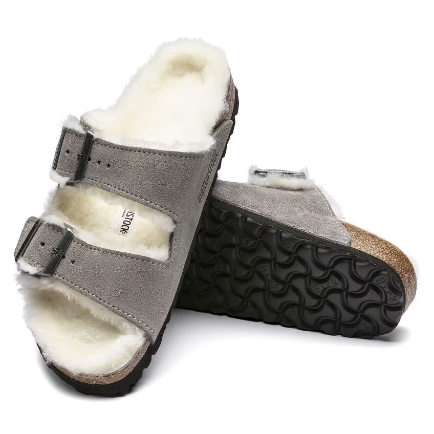 Birkenstock Arizona Shearling Suede Leather Stone Coin – Zulily