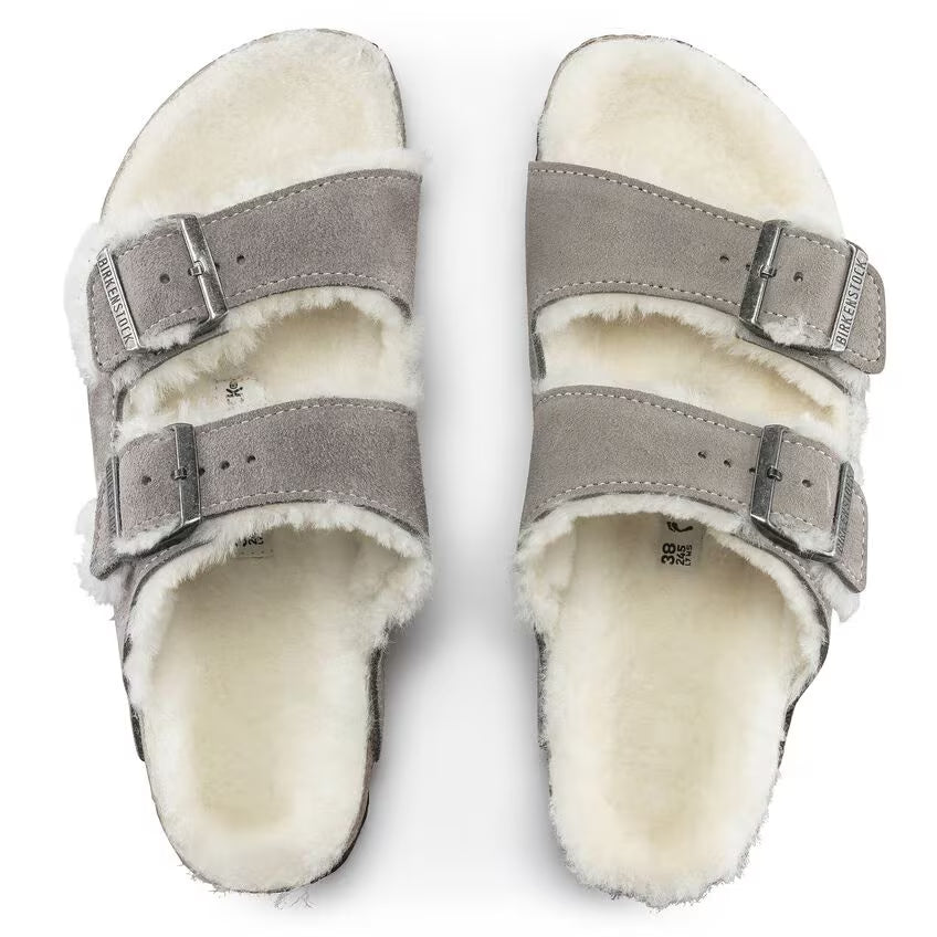 Birkenstock Arizona Shearling Suede Leather Stone Coin – Zulily