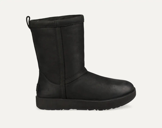 [1017509-blk] Womens Ugg Classic Short Ii Leather Boot 'black' - Black