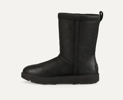 [1017509-blk] Womens Ugg Classic Short Ii Leather Boot 'black' - Black
