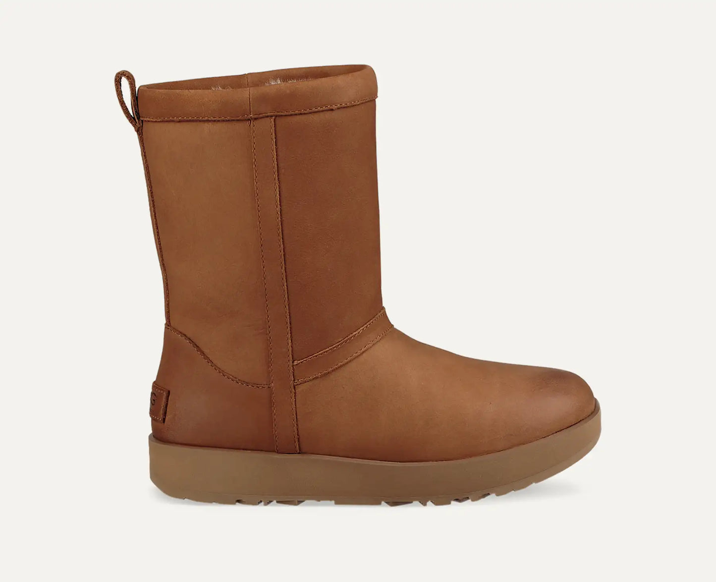 [1017509-che] Womens Ugg Classic Short Ii Leather Boot 'chestnut'