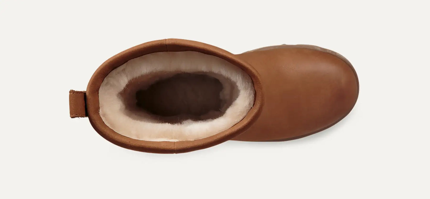 [1017509-che] Womens Ugg Classic Short Ii Leather Boot 'chestnut'